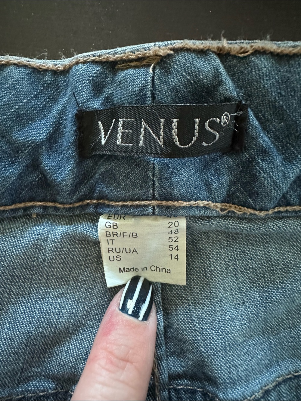 Venus Denim Lace-Trim Women’s Shorts - Blue, size 14 - Picture 4 of 5